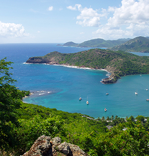 Scenic view over Shirley Heights, Antigua
